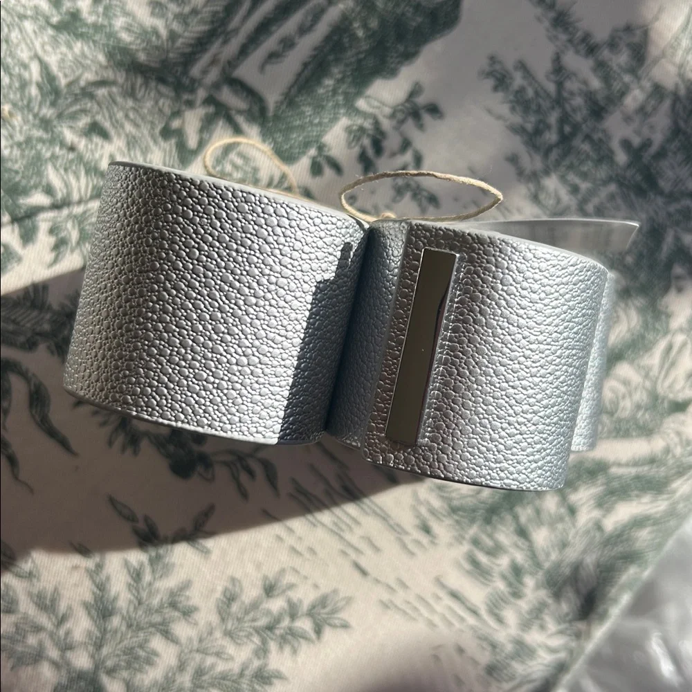 Williams Sonoma set of 12 Faux Shagreen Napkin Rings in Silver.